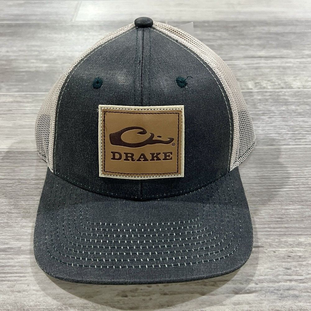 NEW Drake Square Leather Patch‎ Mesh Back Cap Dark Blue DH4160-DBL OSFM